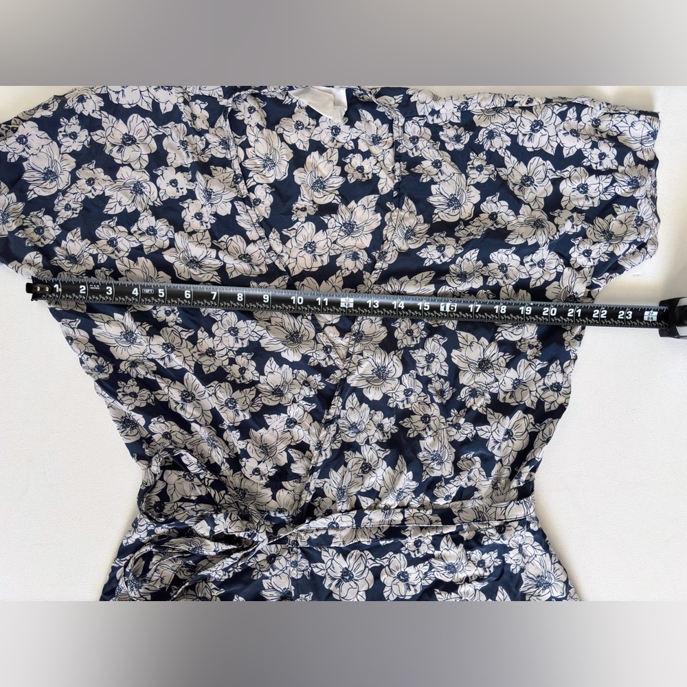 Acacia swimwear blue magnolia Rome dress wrap silk coverup short swim summer S - Picture 4 of 7